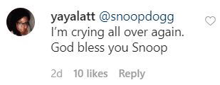 A fan's comment on Snoop Dogg's post. | Source: Instagram/snoopdogg