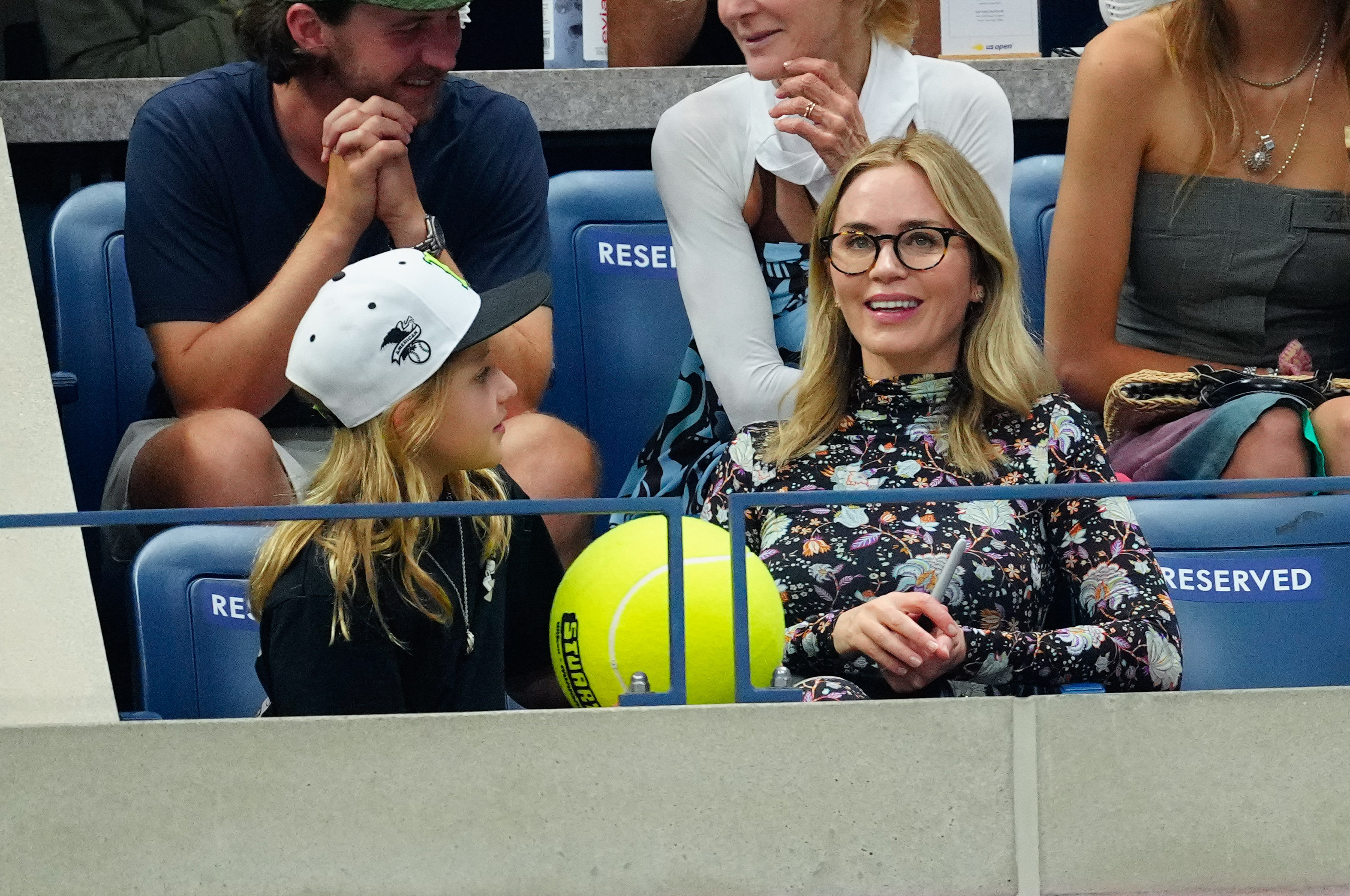 Hazel Krasinski and Emily Blunt at the 2023 US Open Tennis Championships in New York City | Source: Getty Images