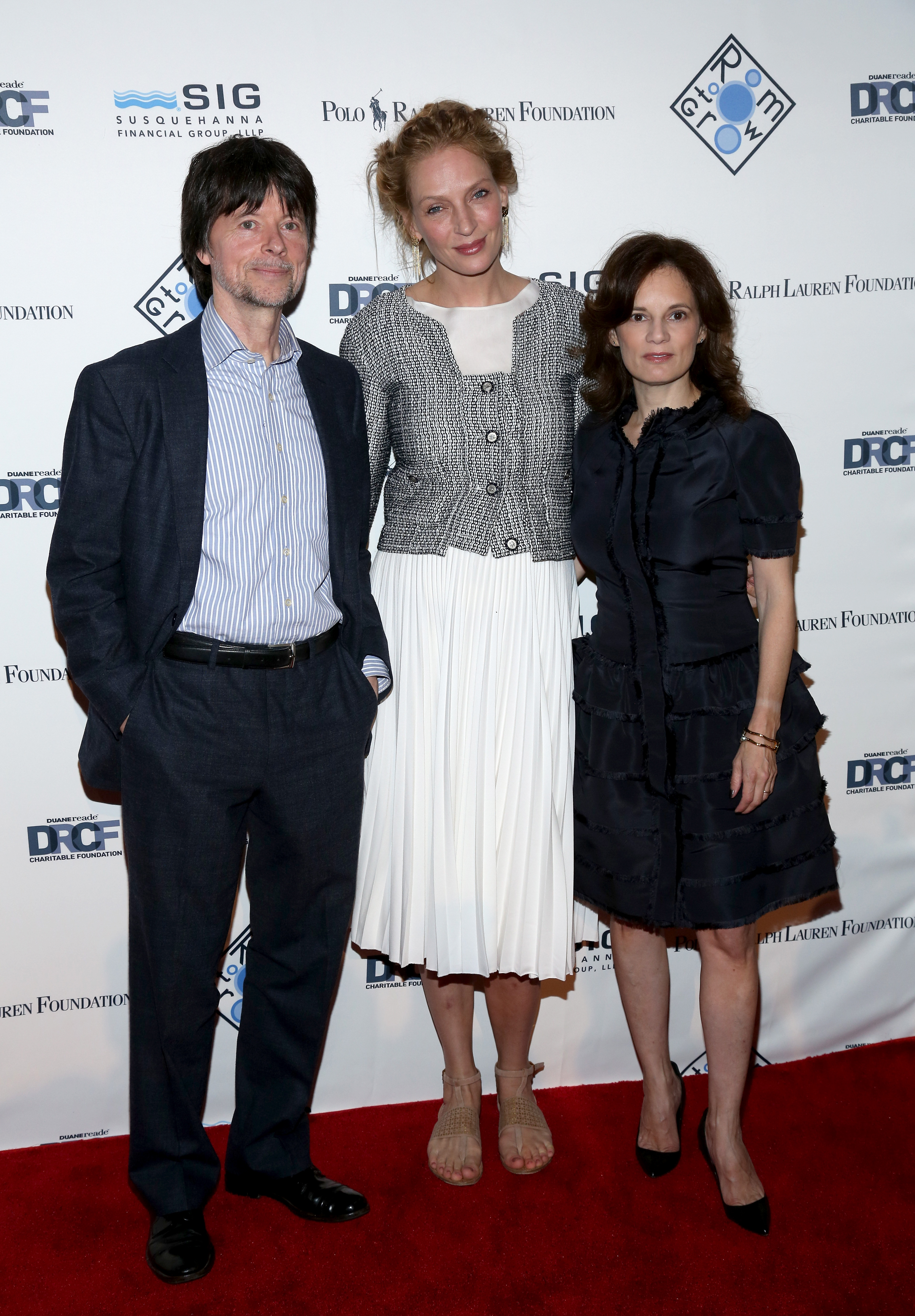 Ken Burns, Uma Thurman and Julie Deborah Brown during the 2014 Room To Grow Gala at Capitale on April 8, 2014, in New York City. | Source: Getty Images