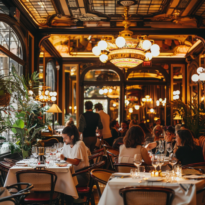 A fancy restaurant crowded with people | Source: Midjourney