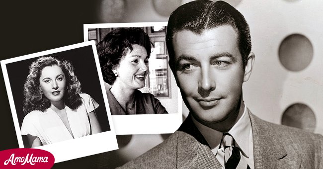 American actor Robert Taylor Insets: His first wife Barbara Stanwyck and his second wife Ursula Theiss │ Source: Getty Images - Shutterstock