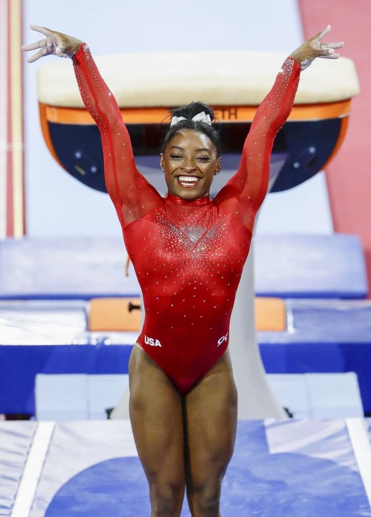 Simone Biles of the United States landing on her second vault at the World Gymnastics Championships in Stuttgart, Germany in October 2019 | Photo: Getty Images