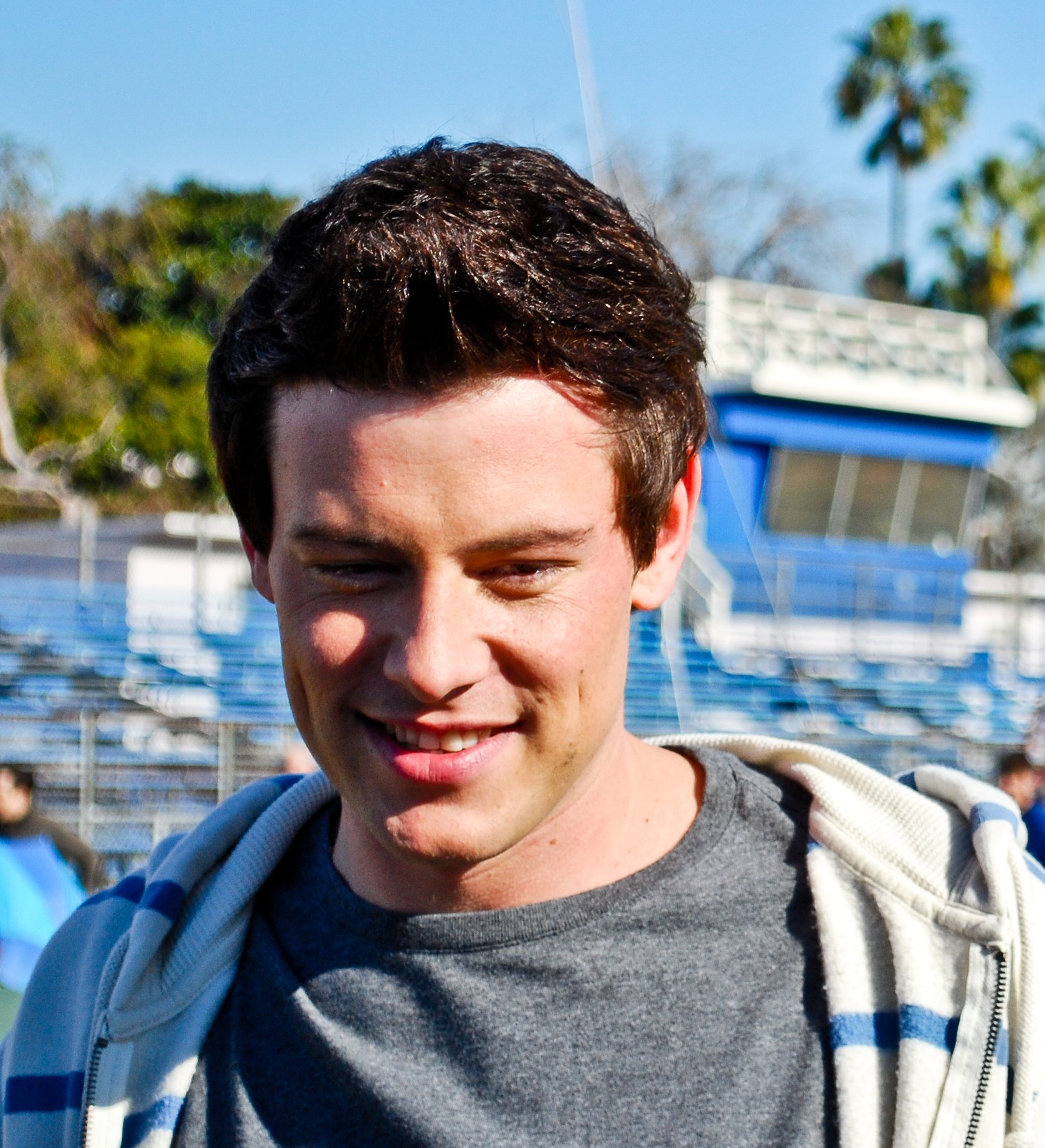 Cory Monteith at Venice High School Los Angeles, California, where Glee was filming a remake of Grease on  December 6, 2011 | Photo: WikiMedia