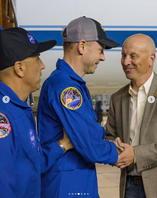 Nick Hague is supported while meeting NASA personnel | Source: Instagram/nasajohnson