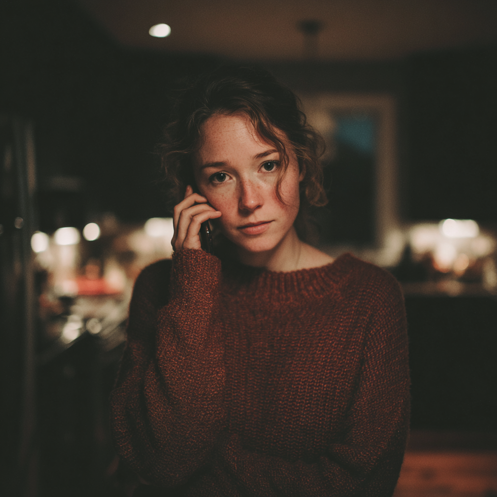 A woman talking on a cellphone | Source: Midjourney