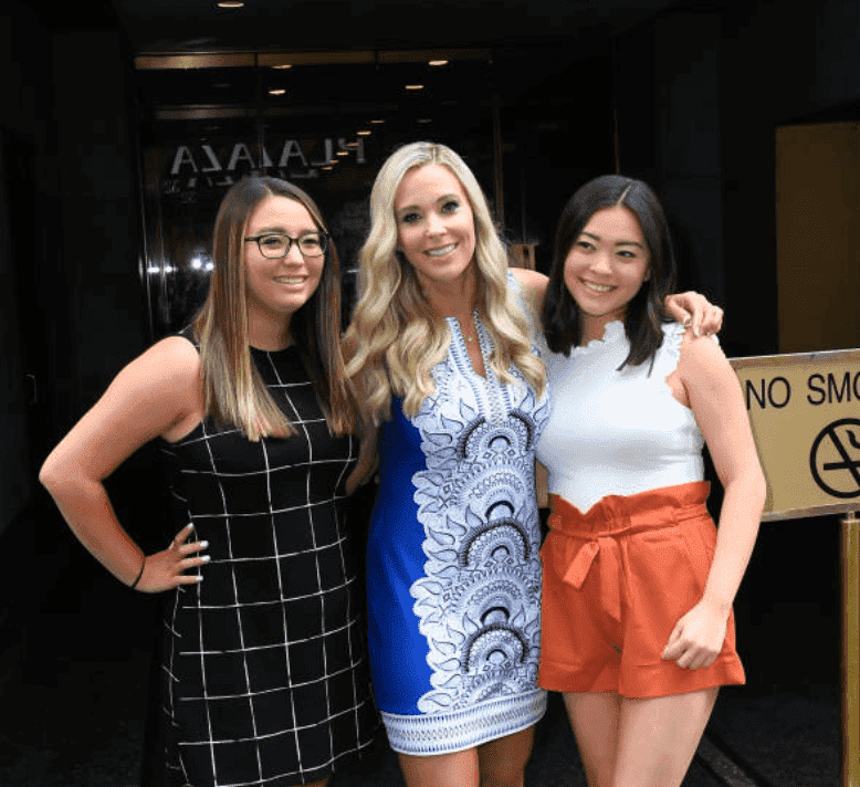 Kate Gosselin and her daughter's Cara Gosselin and Mady Gosselin pictured standing outside the "Today" show, on June 11, 2019, New York City | Source: Raymond Hall/GC Images