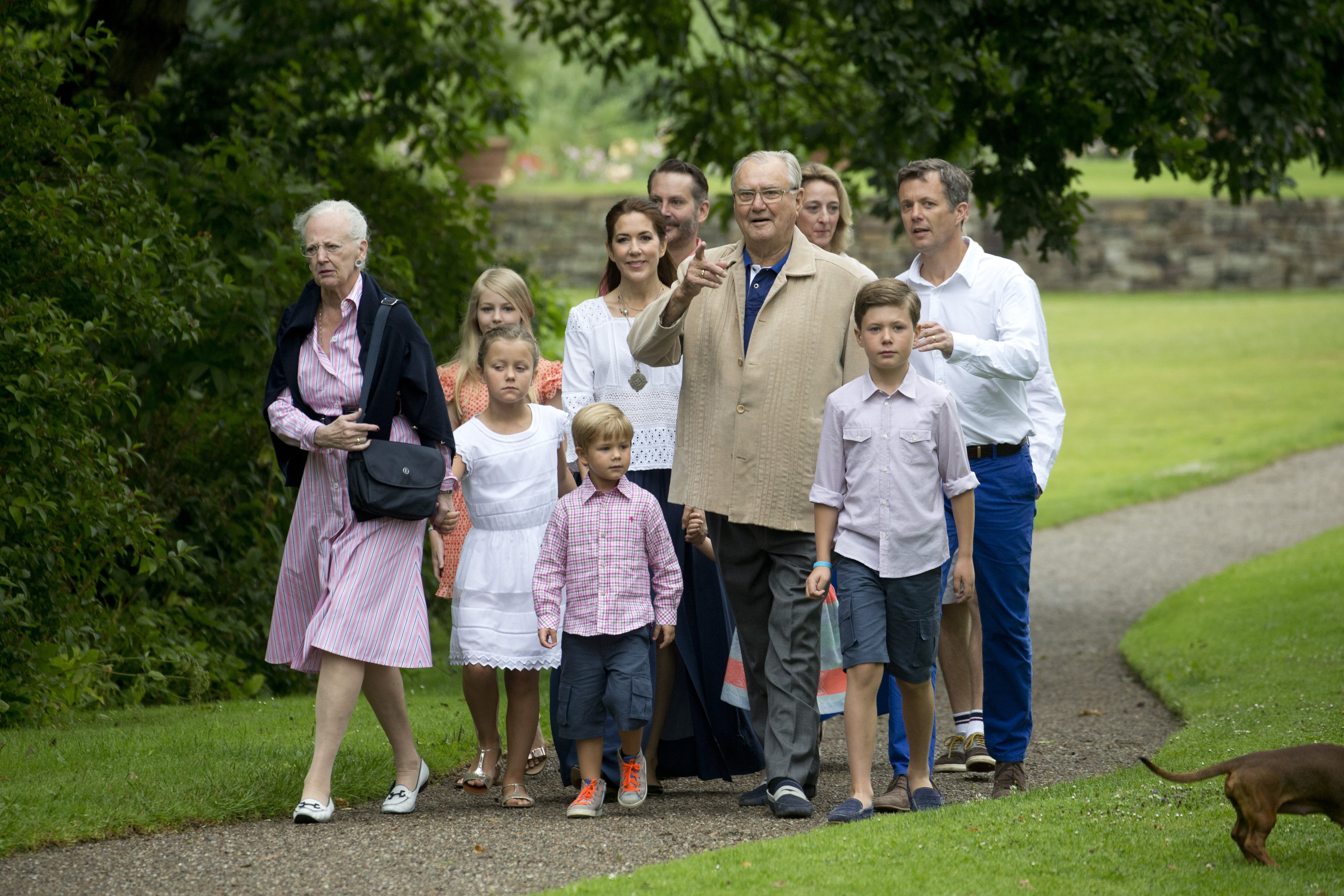 Queen Margrethe and Prince Henrik of Denmark, with grandchildren and members of The Danish Royal Family, attend the annual summer Photocall for The Danish Royal Family at Grasten Castle on July 25, 2015, in Grasten, Denmark. | Source: Getty Images