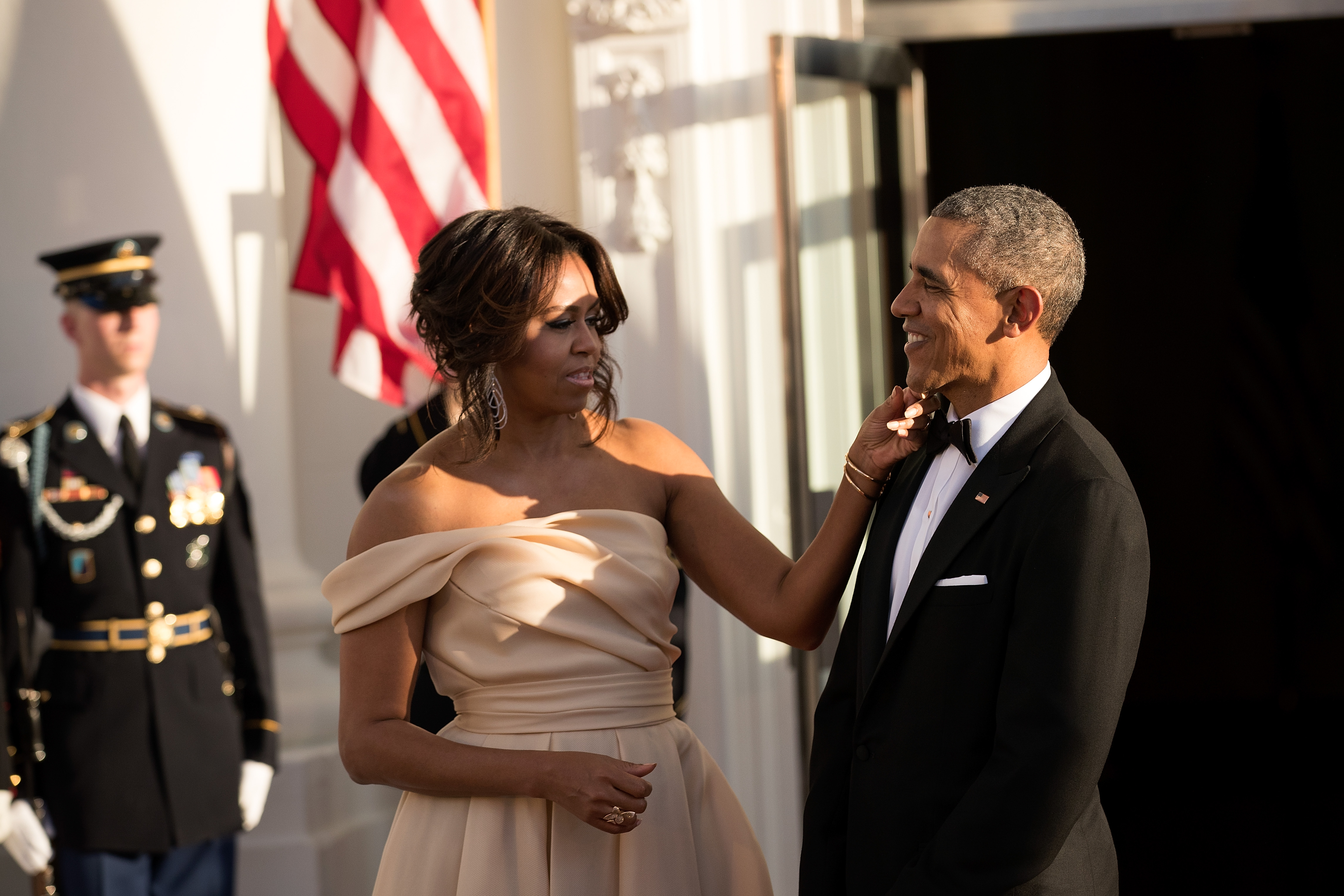 Michelle and Barack Obama during the Nordic state dinner on the North Portico at the White House on May 13, 2016, in Washington, D.C. | Source: Getty Images