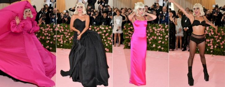 This combination of pictures created on May 06, 2019 shows Singer/actress Lady Gaga arriving for the 2019 Met Gala at the Metropolitan Museum of Art on May 6, 2019, in New York. The Gala raises money for the Metropolitan Museum of Arts Costume Institute. The Gala's 2019 theme is 