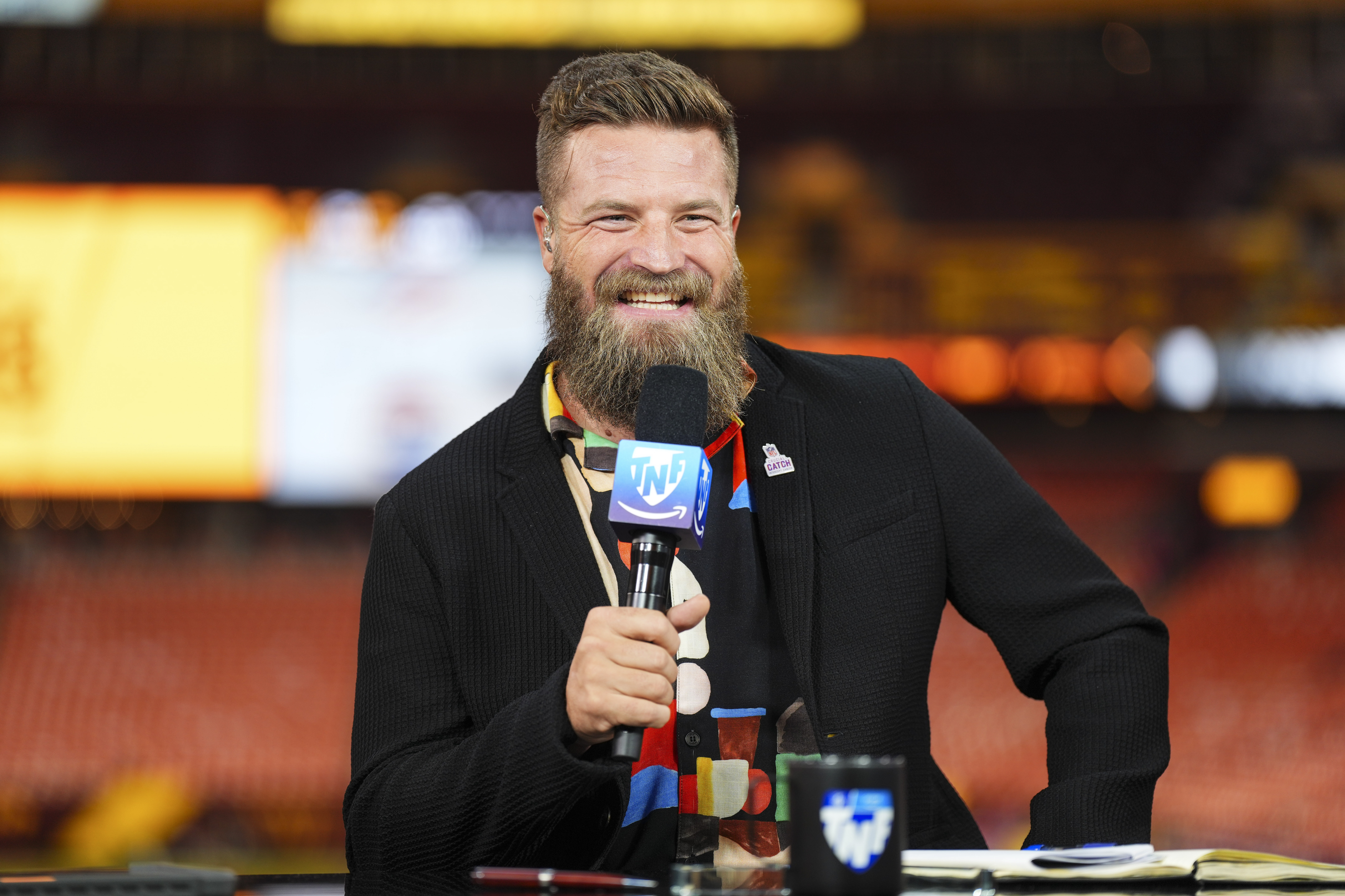 Ryan Fitzpatrick on the set of the TNF on October 6, 2023, in Landover, Maryland | Source: Getty Images