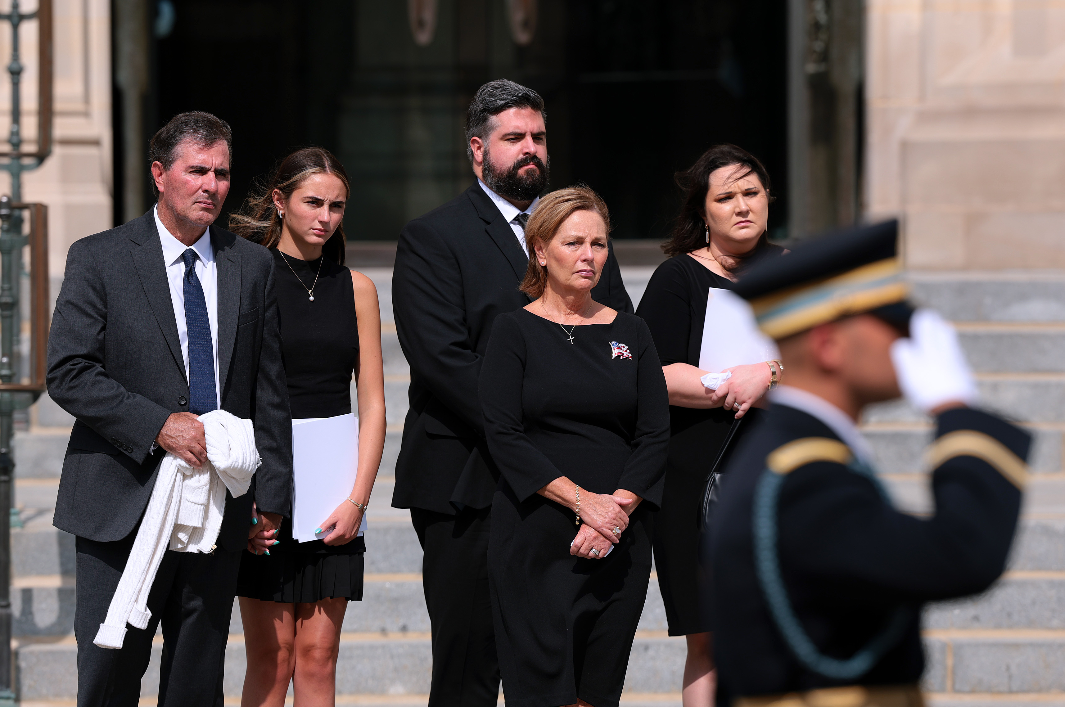 Members of Lindsey Graham's family looked on as the funeral service concluded at the Washington National Cathedral. Their presence reflected the personal tributes that balanced the day's recognition of Graham's public career. | Source: Getty Images