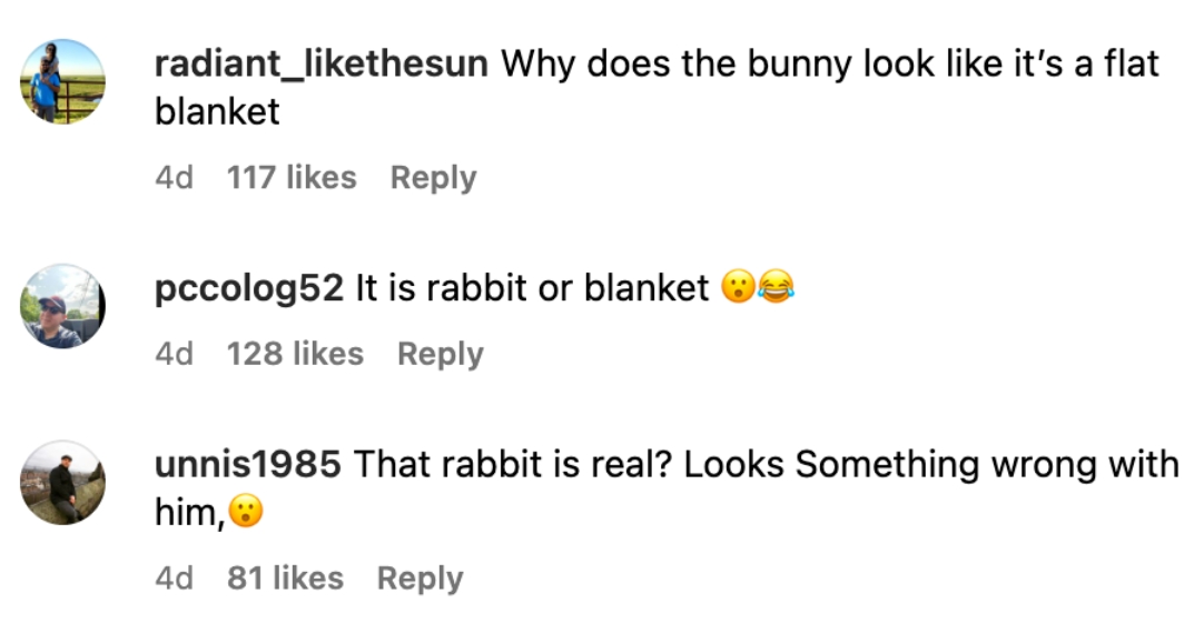 A comment on Salma Hayek’s Instagram post on World Wellbeing Week, and Rabbit Awareness Week. | Source: instagram.com/salmahayek/