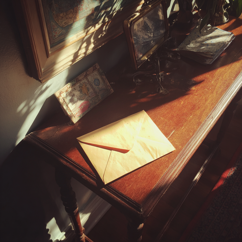 An envelope on a hallway table | Source: Midjourney