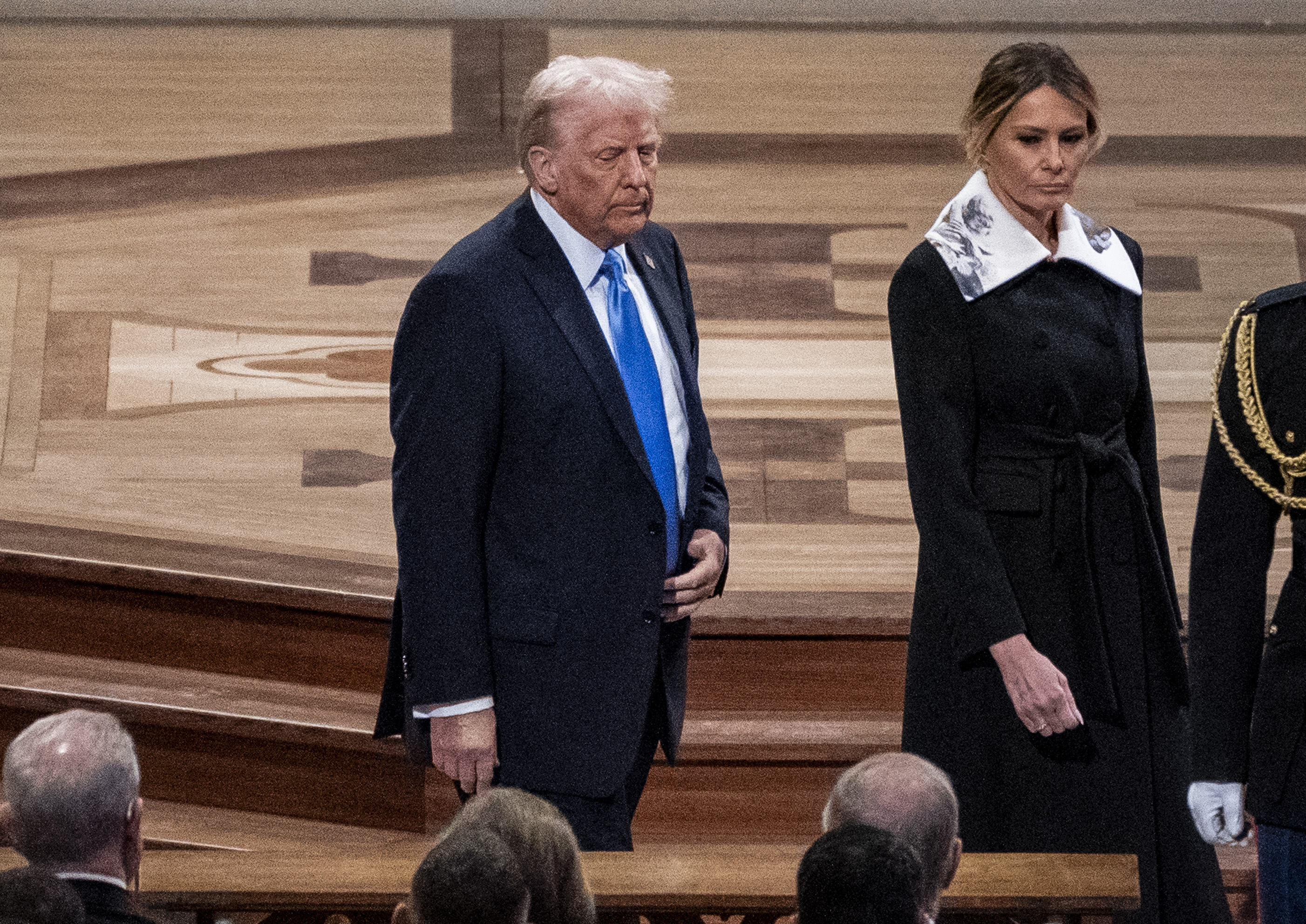 President-elect Donald Trump and incoming first lady Melania Trump at the state funeral for former President Jimmy Carter at Washington National Cathedral on January 9, 2025, in Washington, D.C. | Source: Getty Images