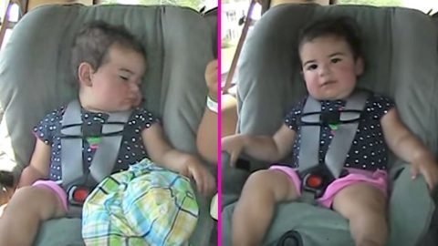 Little girl in car seat