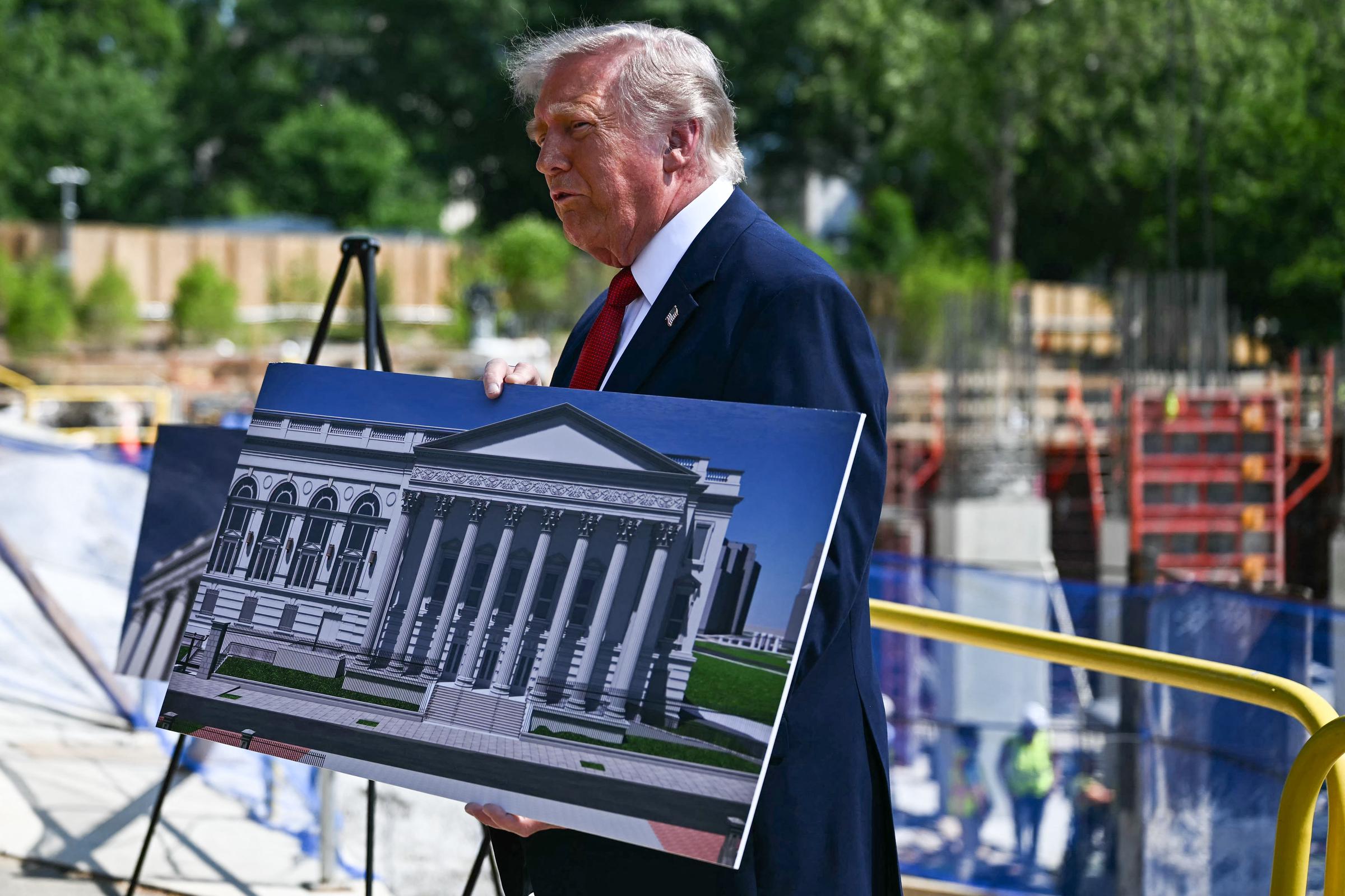 Donald Trump speaks to the press near the construction site of his proposed ballroom at the White House on May 19, 2026, in Washington, DC | Source: Getty Images