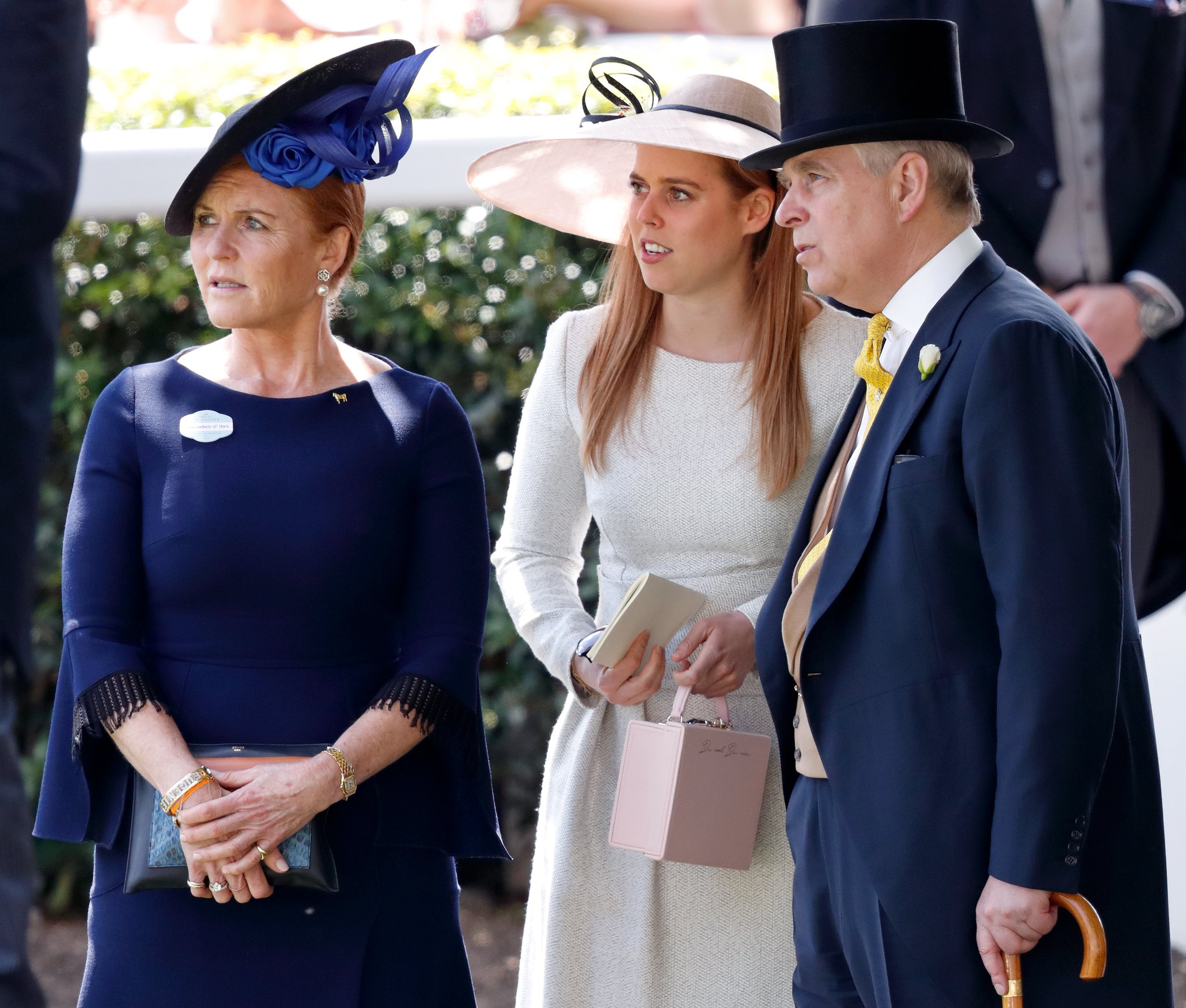 Sarah Ferguson, Princess Beatrice, and Prince Andrew during day 4 of Royal Ascot at Ascot Racecourse on June 22, 2018 in Ascot, England. / Source: Getty Images