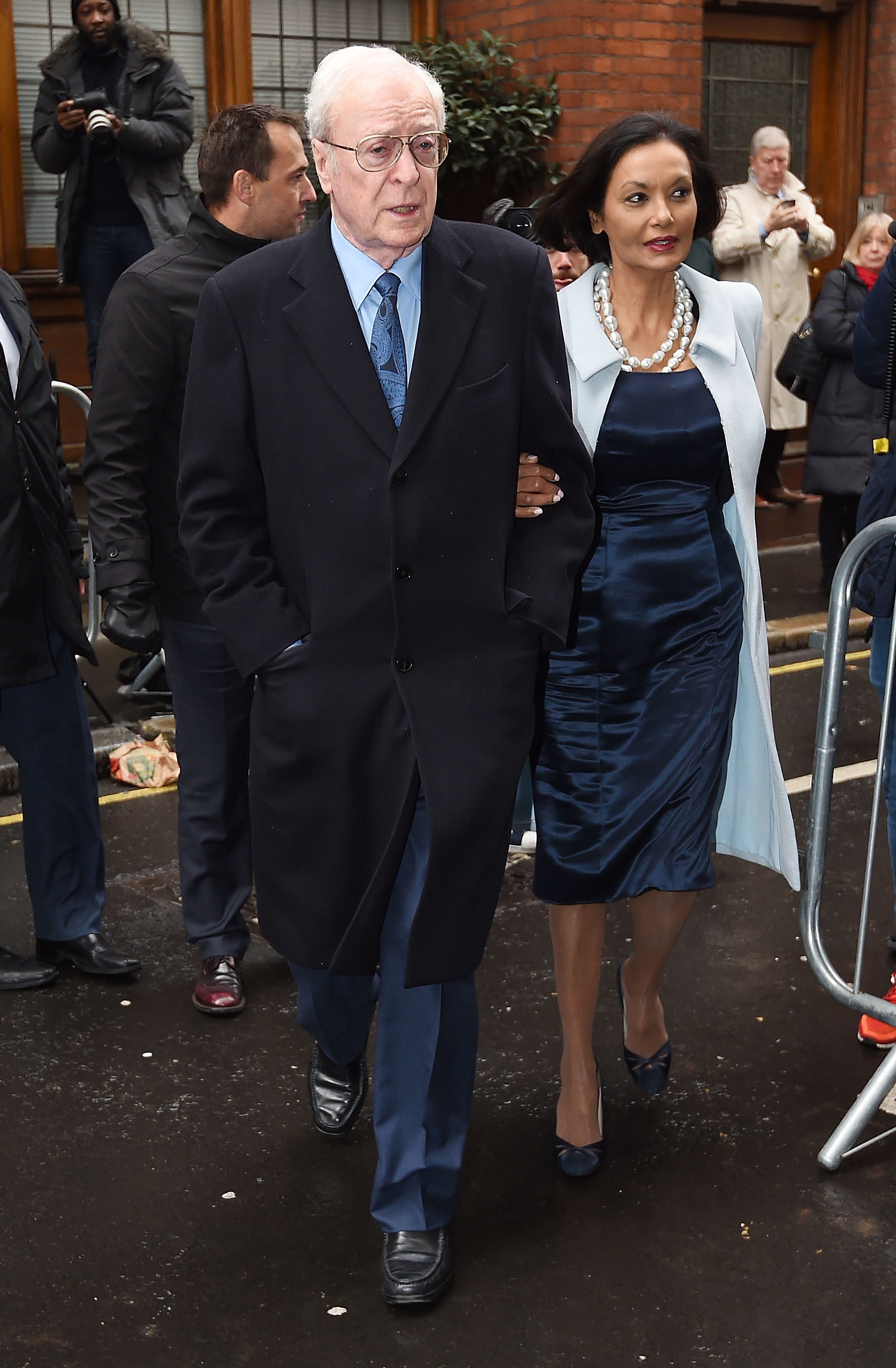 Sir Michael Caine and his wife Shakira Caine at St Brides Church, Fleet Street, on March 5, 2016 in London, England. | Source: Getty Images