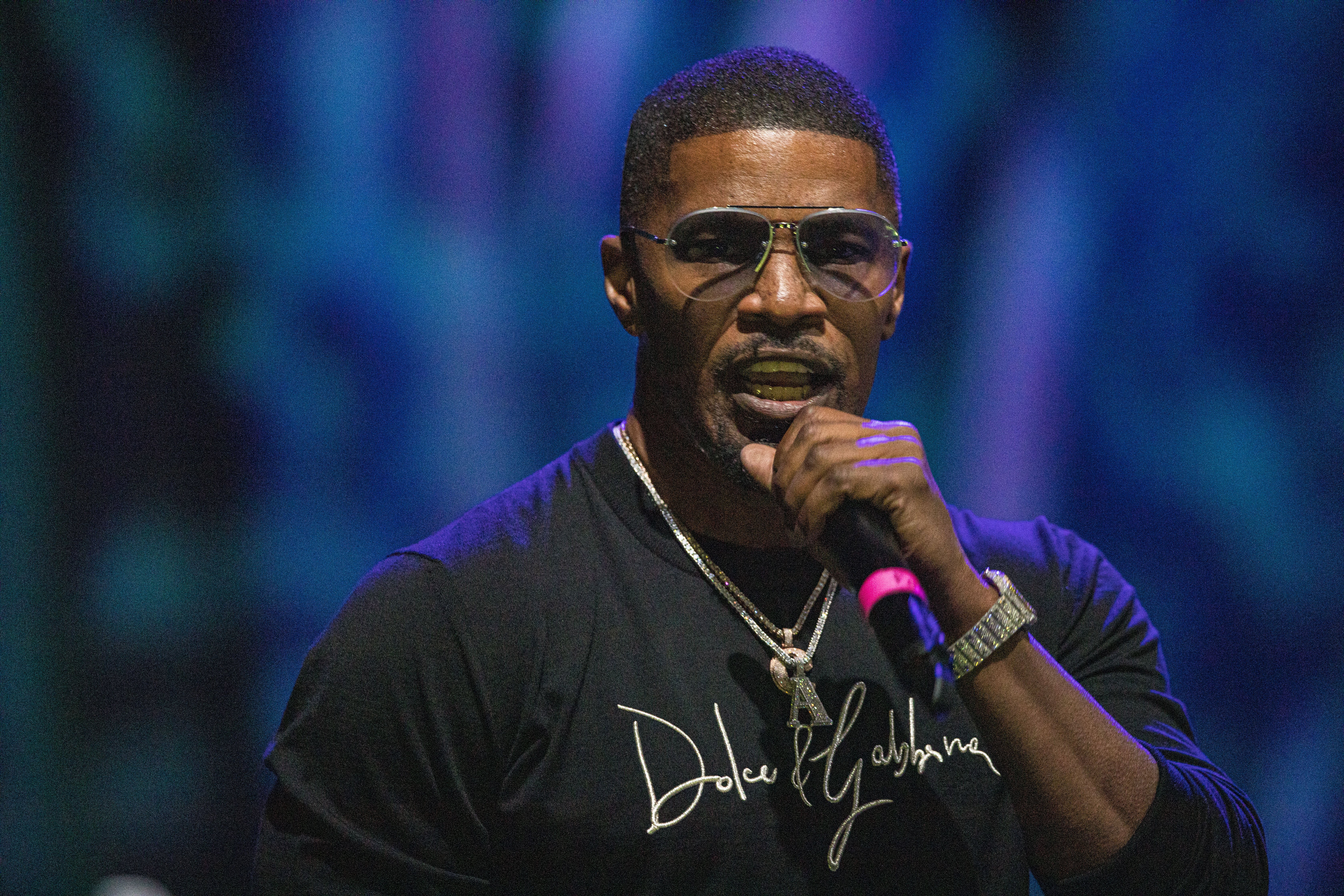 Jamie Foxx appears on stage on the final night of Jamie Foxx: Act Like You Got Some Sense Book Tour at The Magnolia on October 22, 2021 in El Cajon, California. | Source: Getty Images