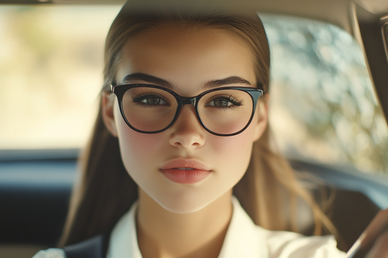 A woman in a car | Source: Midjourney