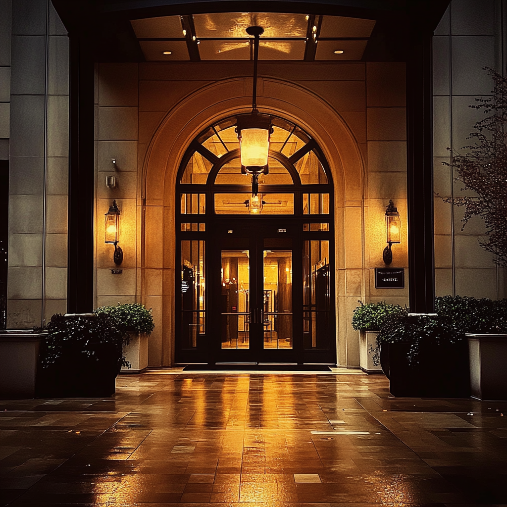 A hotel entrance | Source: Midjourney