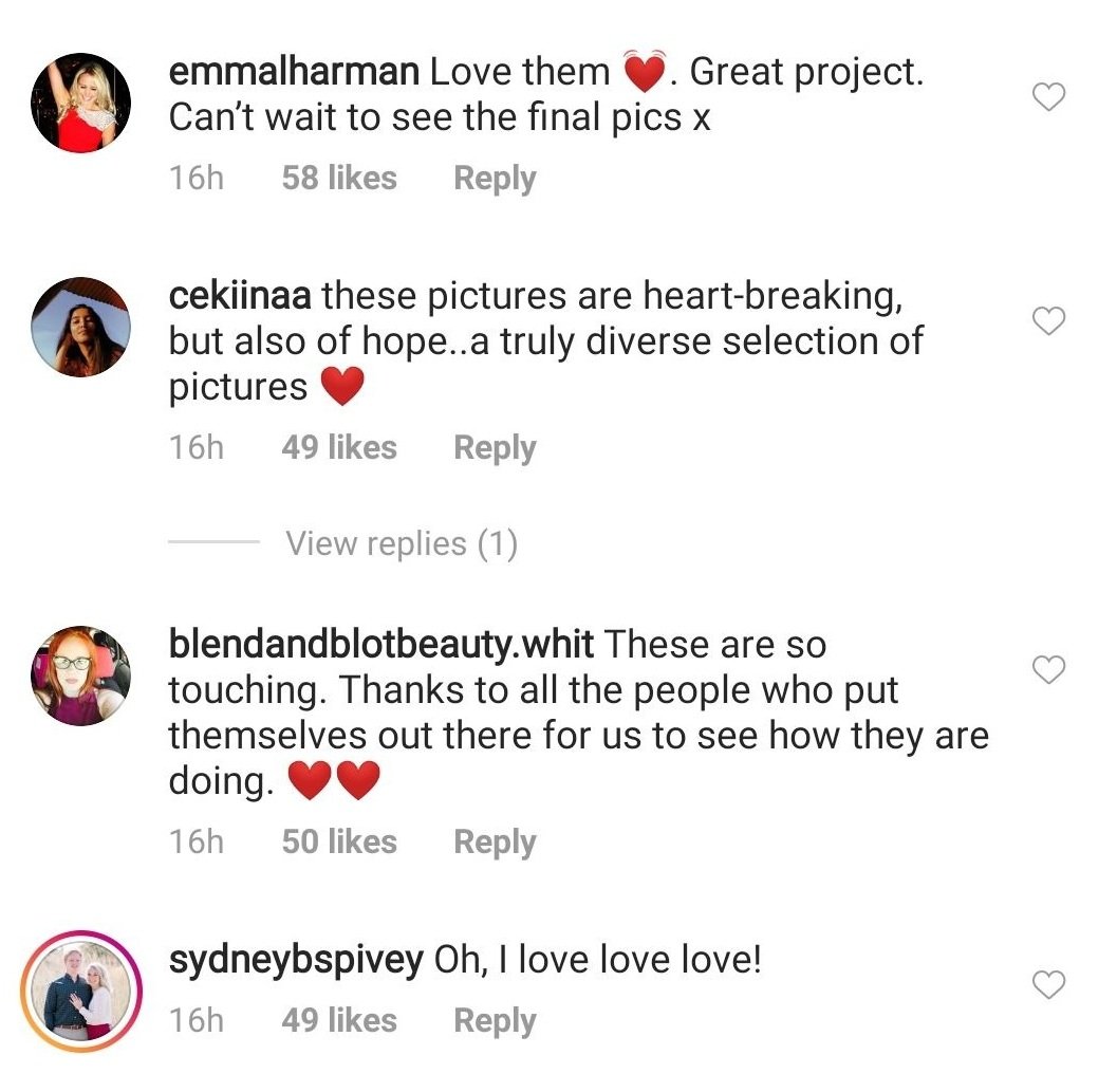 Followers comment on pictures posted by Kate Middleton from the Hold Still initiative on May 7, 2020. | Source: Instragram/kensingtonroyal.