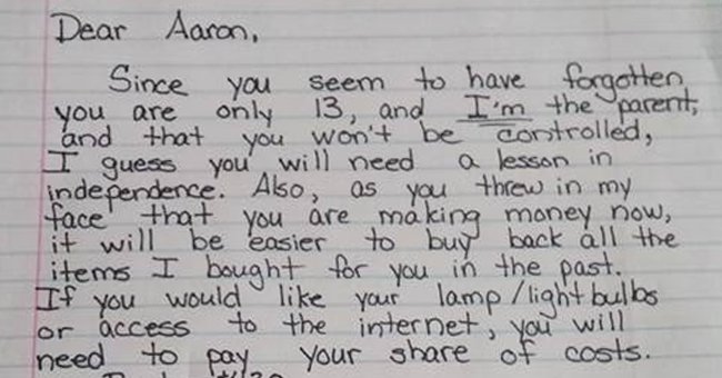 Excerpt of the letter Heidi wrote to her son Aaron | Photo: Facebook.com/estella.havisham2012
