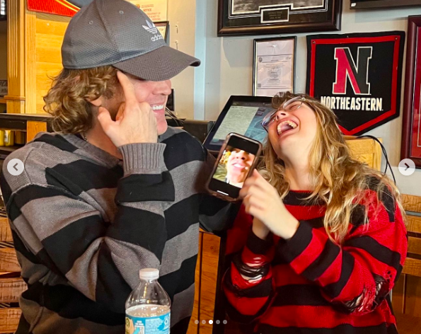 Larry and Dannielynn Birkhead sharing laughter at a restaurant, posted on January 23, 2024 | Source: Instagram/larryanddannielynn