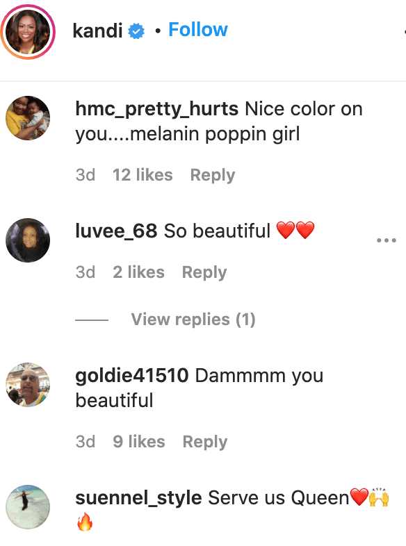 Fans' comments on Kandi Burruss' photo. | Source: Instagram/kandi
