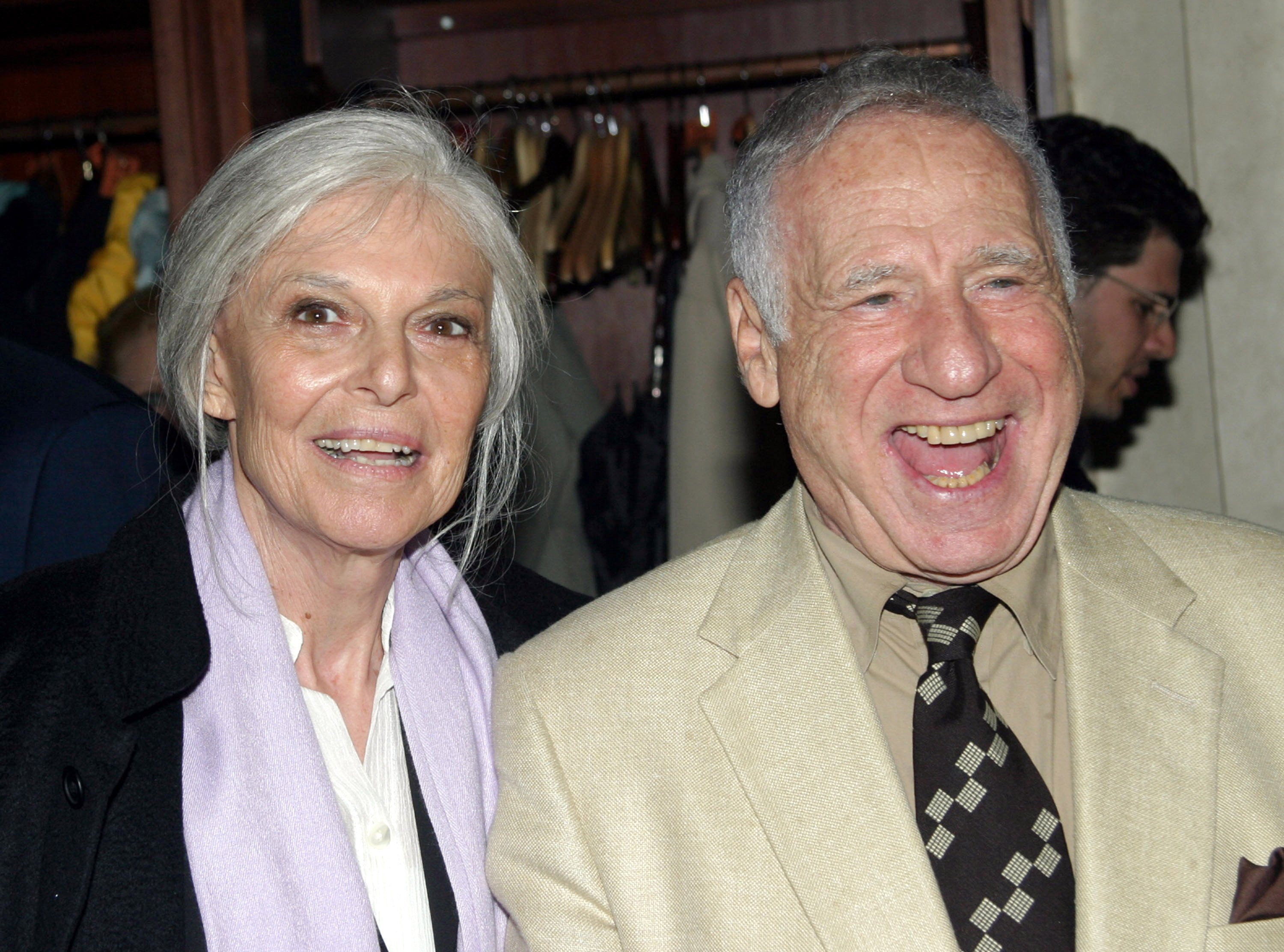 Anne Bancroft and Mel Brooks at the opening night party for "Squeeze Box" in 2004 in New York. │Source: Getty Images  