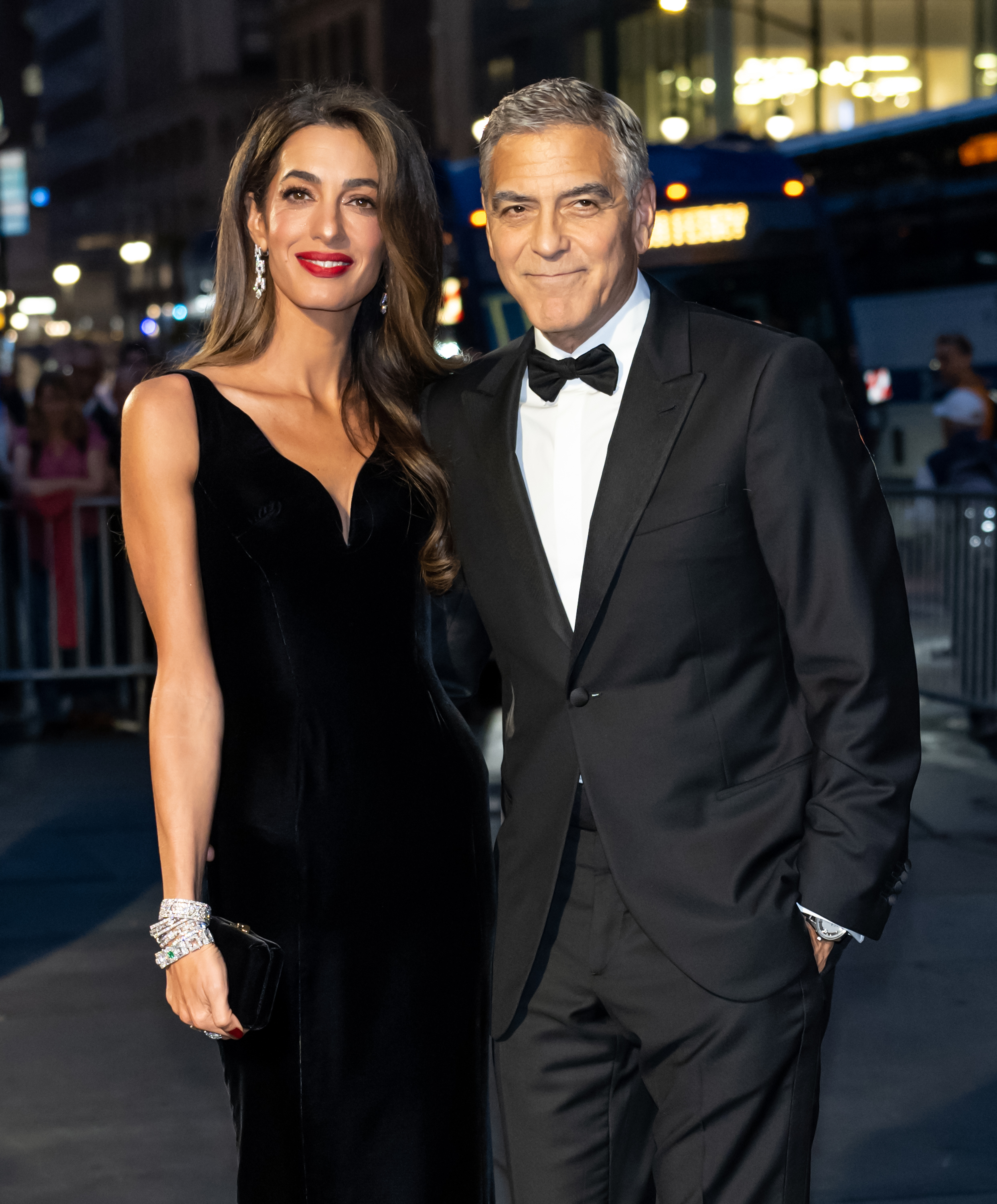 Amal and George Clooney arrive for "The Albies" hosted by the Clooney Foundation for Justice at the New York Public Library in New York, on September 26, 2024 | Source: Getty Images