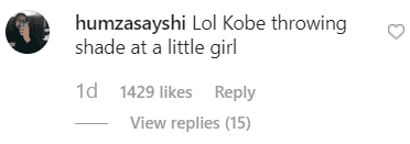 Screenshot of fan reaction to Kobe Bryant’s apparent dig at a young girl on his team | Photo: Instagram/kobebryant