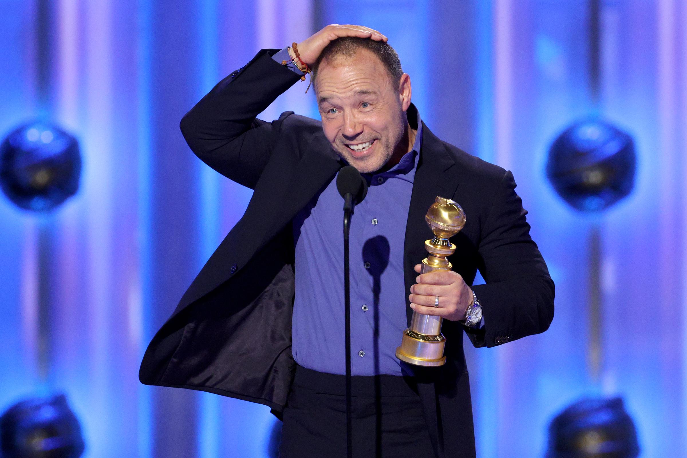 Stephen Graham speaks onstage at the 83rd Annual Golden Globes held at The Beverly Hilton on 11 January 2026 in Beverly Hills, California. | Source: Getty Images