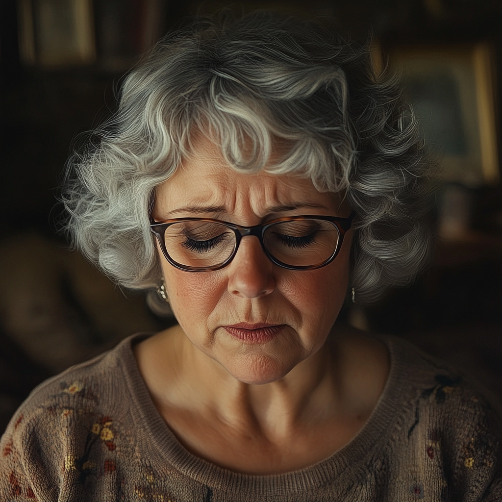 A sad elderly woman | Source: Midjourney