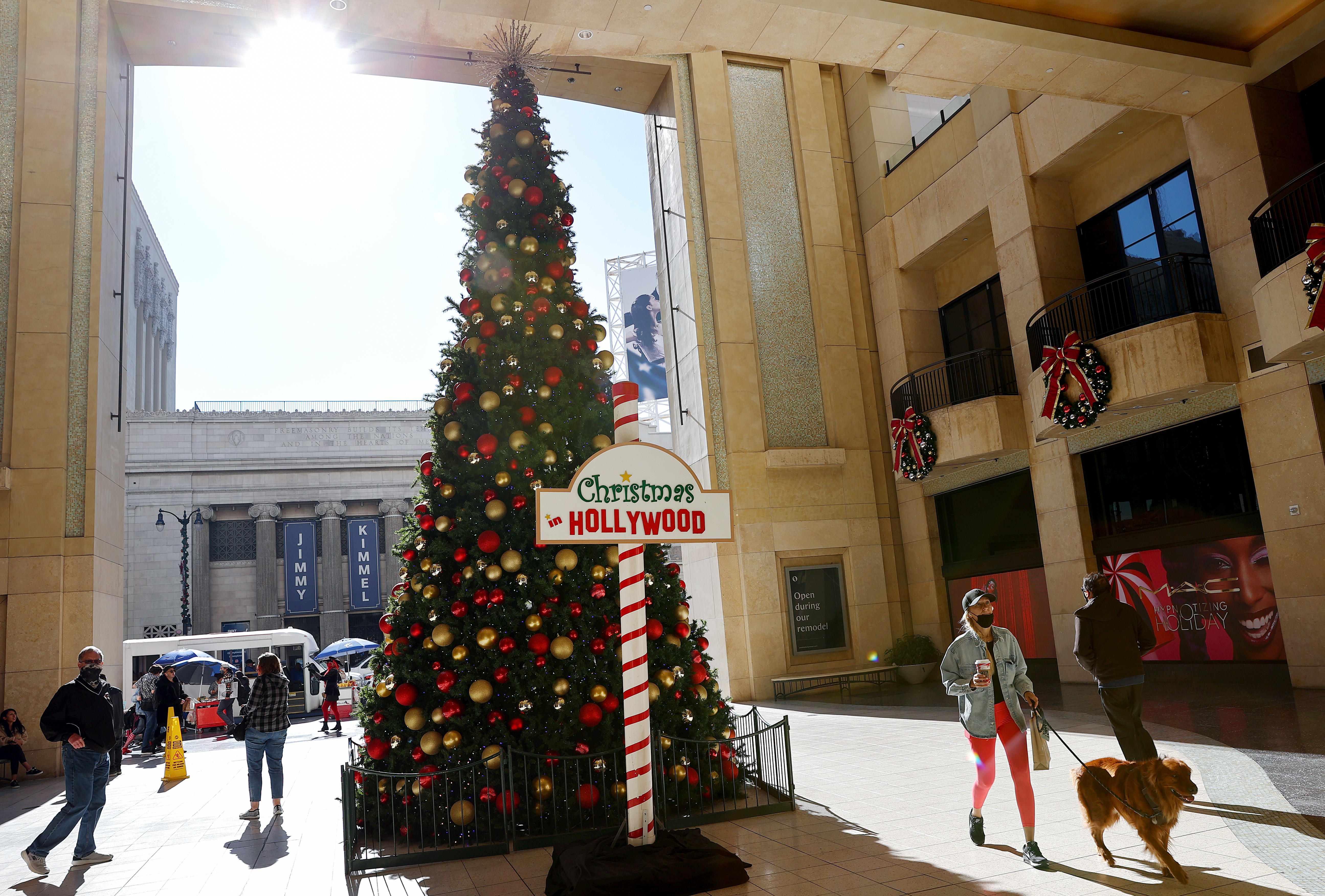 A decorated Christmas tree at Hollywood & Highland in Los Angeles, California on December 17, 2021 | Source: Getty Images