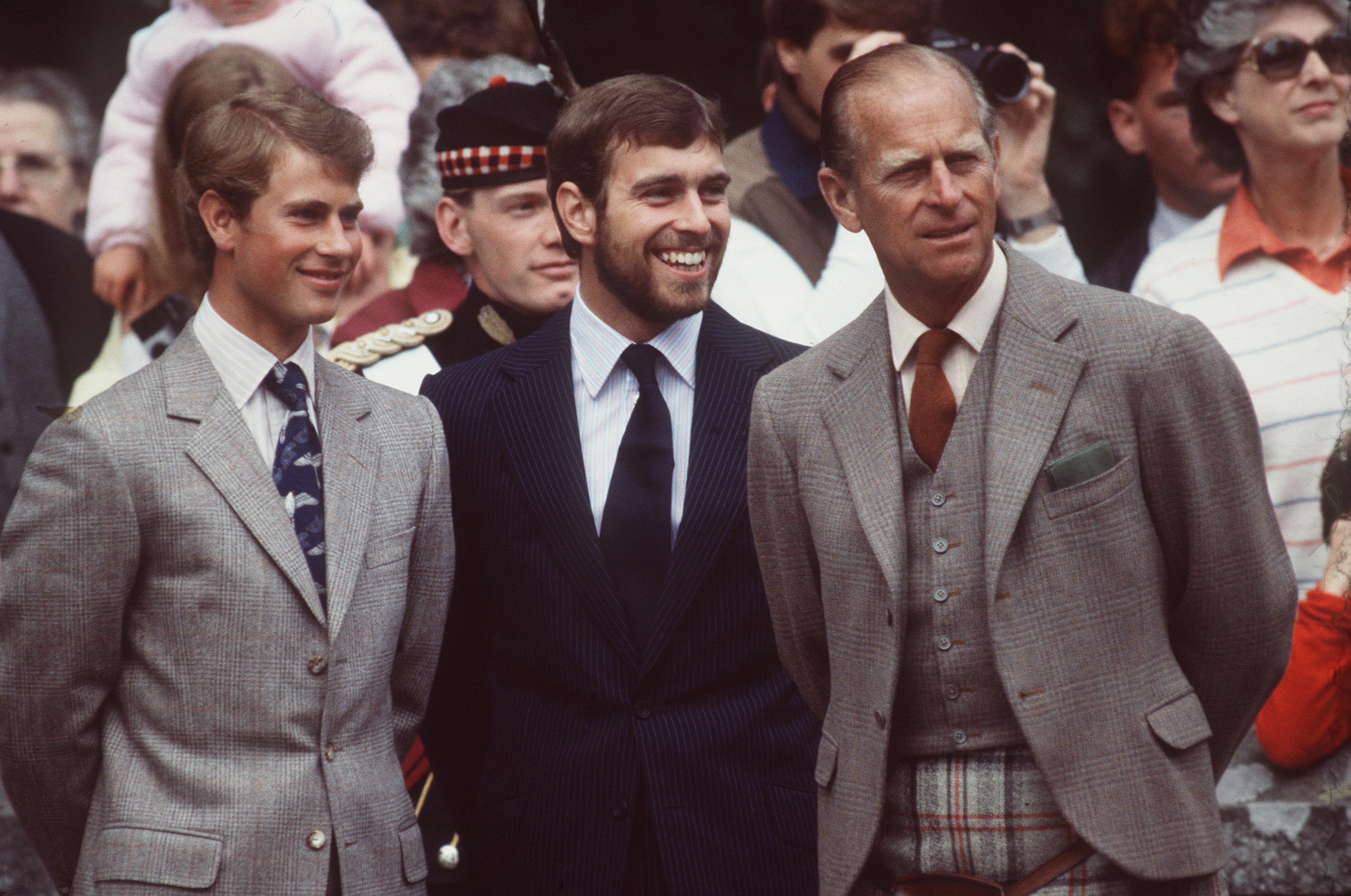 Prince Philip is photographed with his sons, Prince Edward and Andrew Mountbatten-Windsor, during their Summer holidays in August 1983 in Scotland. | Source: Getty Images