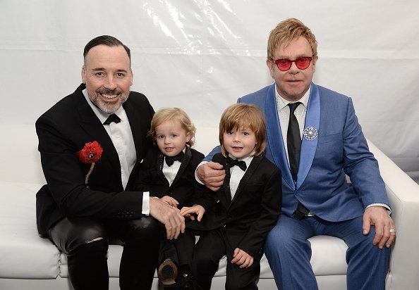 David Furnish, Elijah, Zachary, and Sir Elton John on February 22, 2015 in Los Angeles, California. | Photo: Getty Images