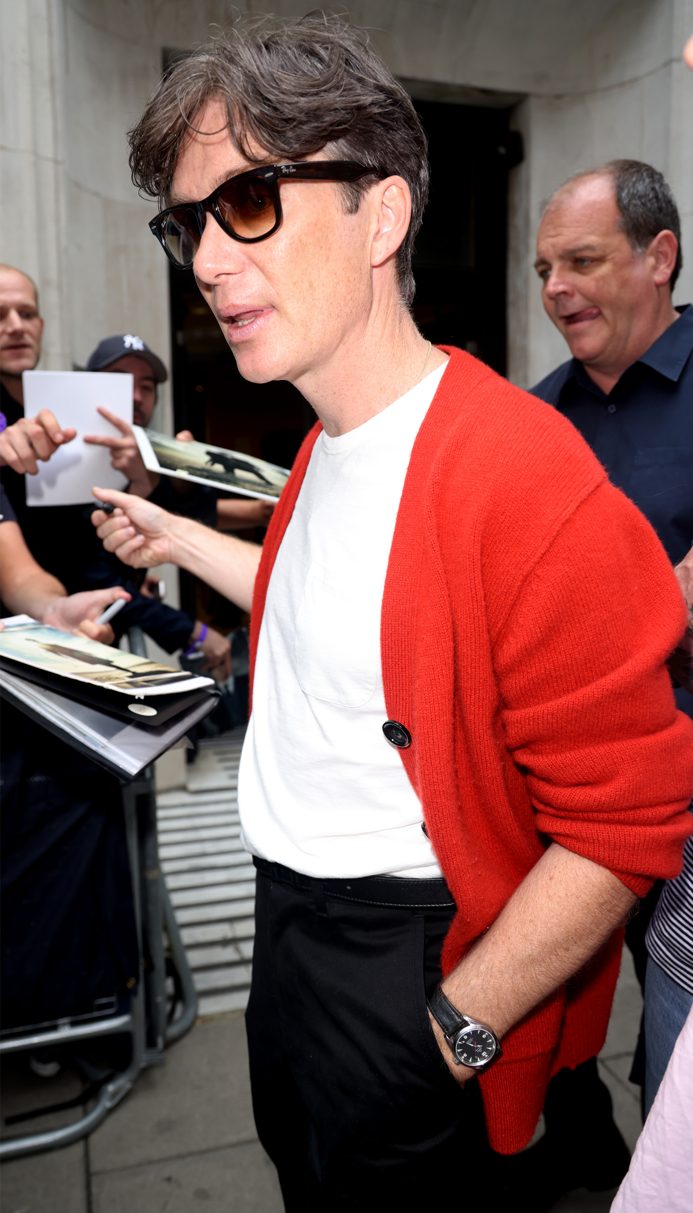 Cillian Murphy spotted at BBC Radio 2 in London, England on July 13, 2023 | Source: Getty Images