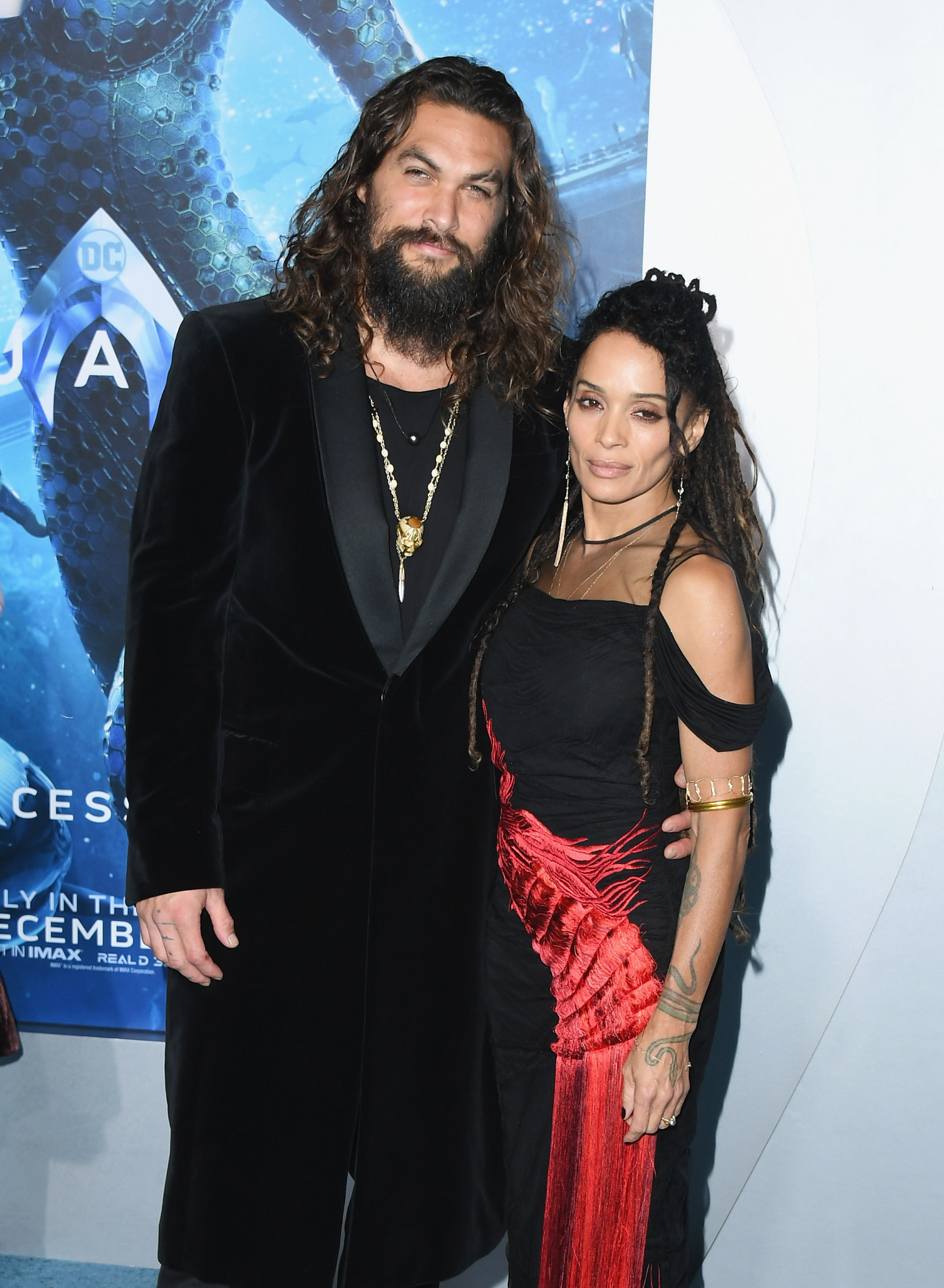 Jason Momoa and Lisa Bonet attend the premiere of 