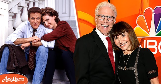 Portrait of actors Ted Danson and Mary Steenburgen in the CBS television series "INK" on January 1, 1996 [left]. Ted Danson and Mary Steenburgen in New York City on Monday, May 13, 2019  [right] | Photo: Getty Images