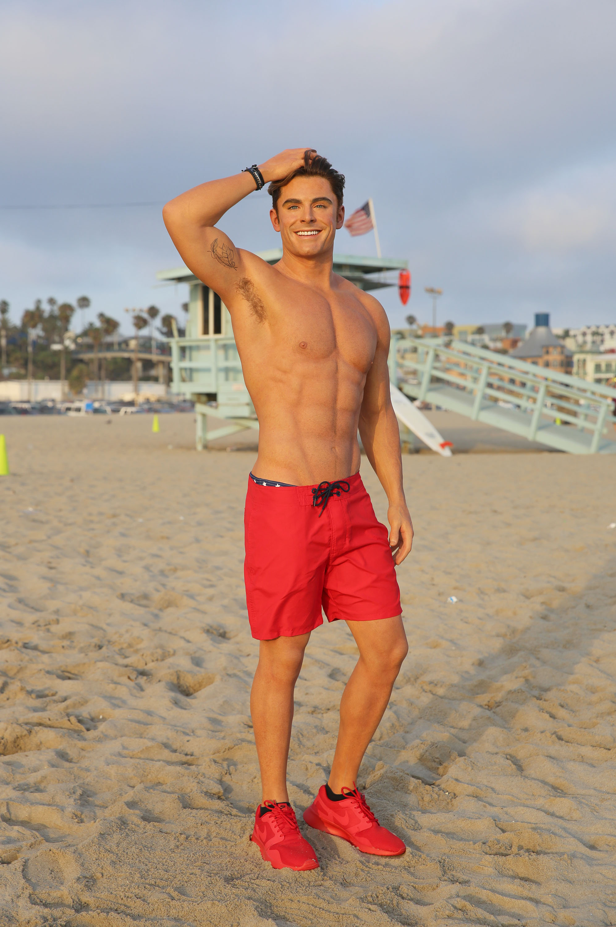 Madame Tussauds Hollywood's Zac Efron "Baywatch" wax figure at the beach at Santa Monica Pier on July 10, 2017, in California | Source: Getty Images