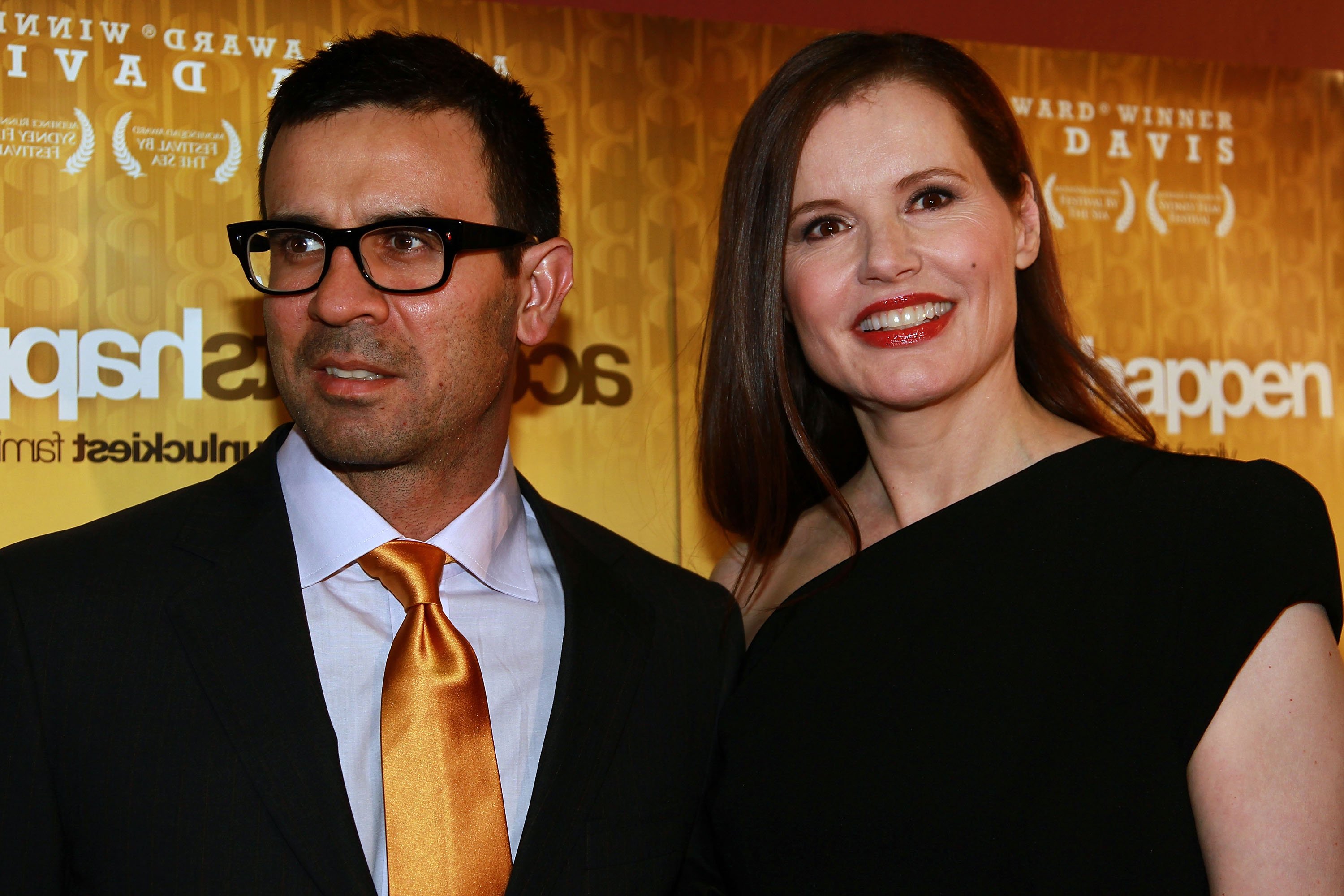 Reza Jarrahy and Geena Davis during the premiere of "Accidents Happen" at The Cremorne Orpheum on April 14, 2010 in Sydney, Australia. / Source: Getty Images