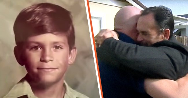 Eddie Waites when he was a child [left]; Eddie Waites and his brother Randy Waites hugging [right]. │Source: youtube.com/KCRA News