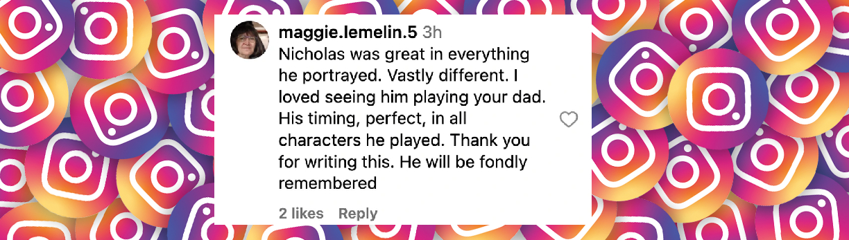 A netizen's comment on Nicholas Pryor's death, posted in October 2024 | Source: Instagram.com/jonlindstrom