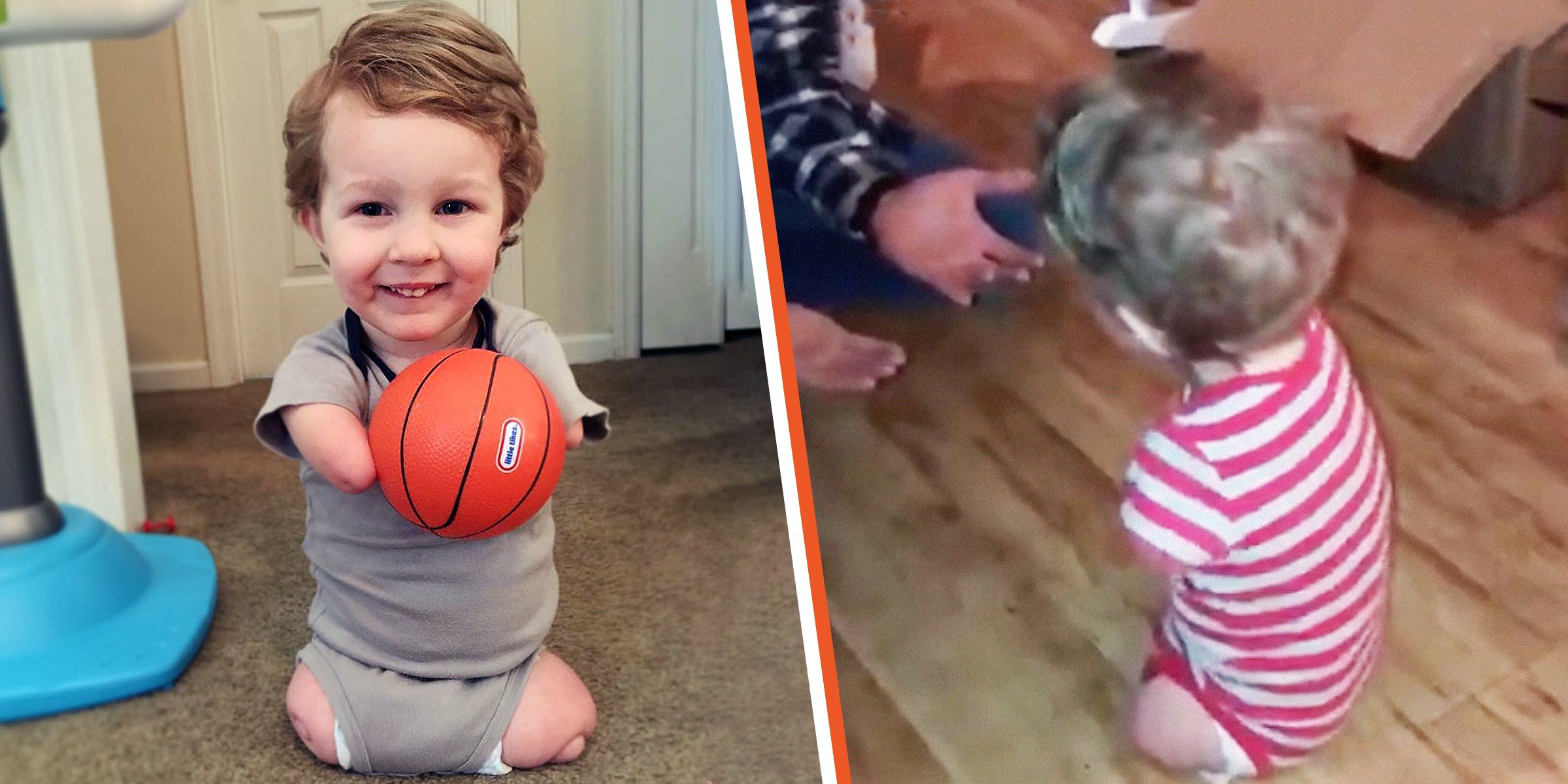 Camden with a ball | Camden takes his first steps | Source: instagram.com/katiewhiddon | facebook.com/ABCNews