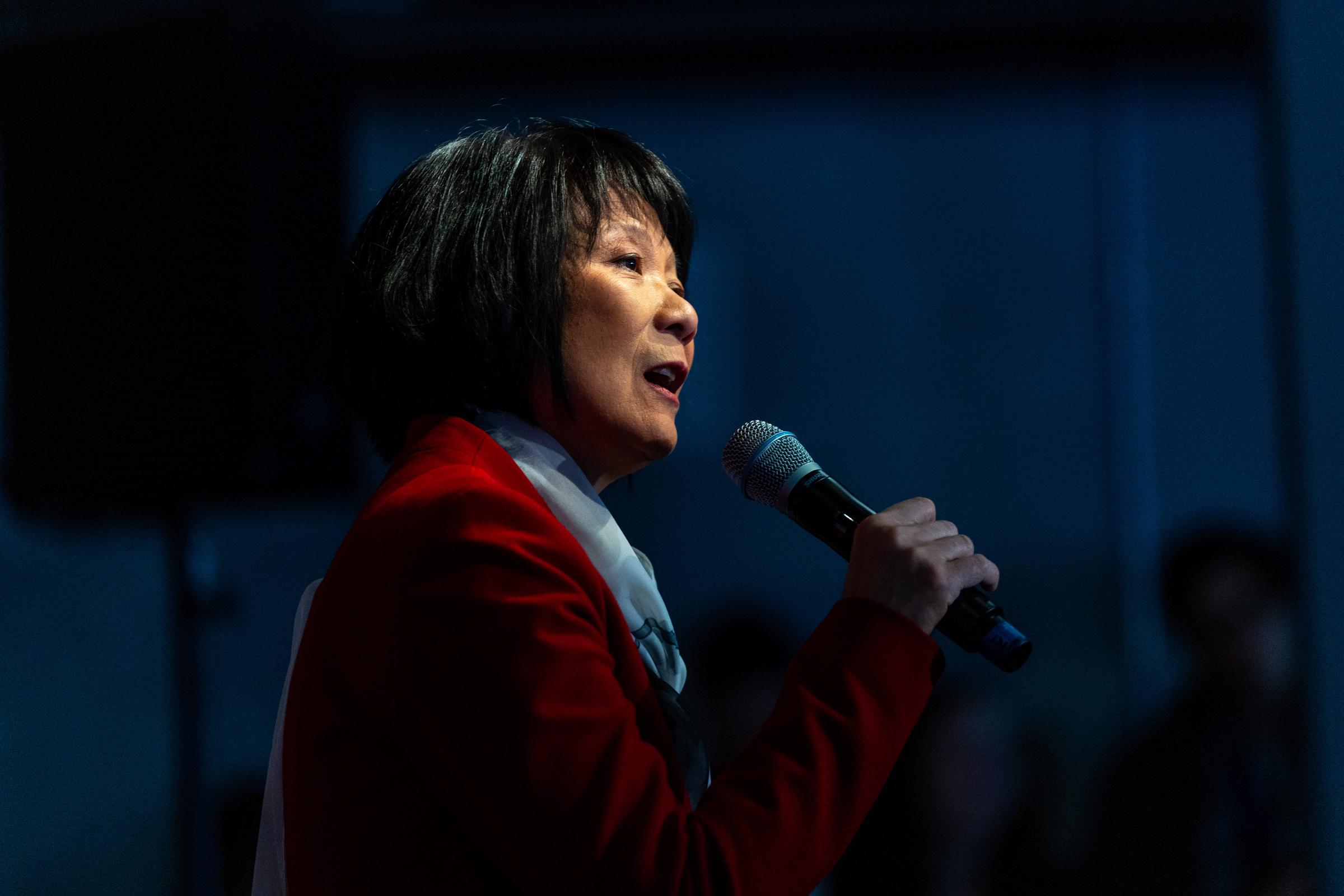 Toronto Mayor Olivia Chow speaks at the U.S.-Canada Economic Summit at Evergreen Brick Works on February 7, 2025, in Toronto, Canada | Source: Getty Images