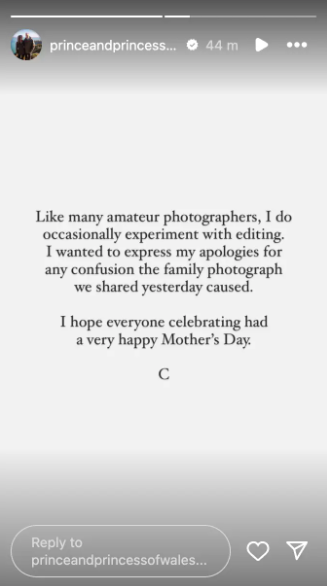 Princess Catherine's statement about her Mother's Day photo posted on March 11, 2024 | Source: Instagram/princeandprincessofwales