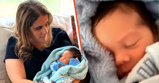A teacher holds and looks after a baby while her parents are ill [left] Newborn baby is temporarily cared for by a teacher [right] | Photo: youtube.com/WFSB 3 & facebook.com/luciana.machado.319