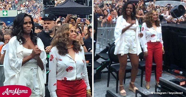 Michelle Obama presumió sus largas piernas mientras bailaba en un concierto de Beyoncé 