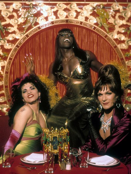 John Leguizamo, Wesley Snipes, and Patrick Swayze in a restaurant in a scene from the film "To Wong Foo Thanks for Everything, Julie Newmar," in 1995. | Photo: Getty Images